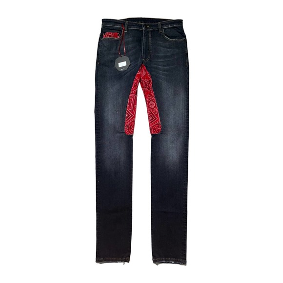 $500 Ringo red bandana paisley denim - Picture 1 of 6